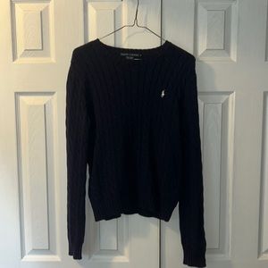 Ralph Lauren Women's Navy Cable Knit Sweater